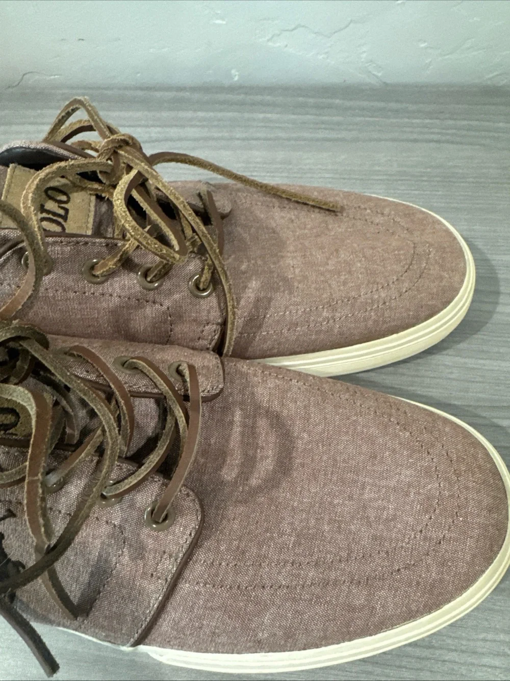 Polo Ralph Lauren Faxon Low Mens 13D Brown Canvas Sneakers Casual Shoes